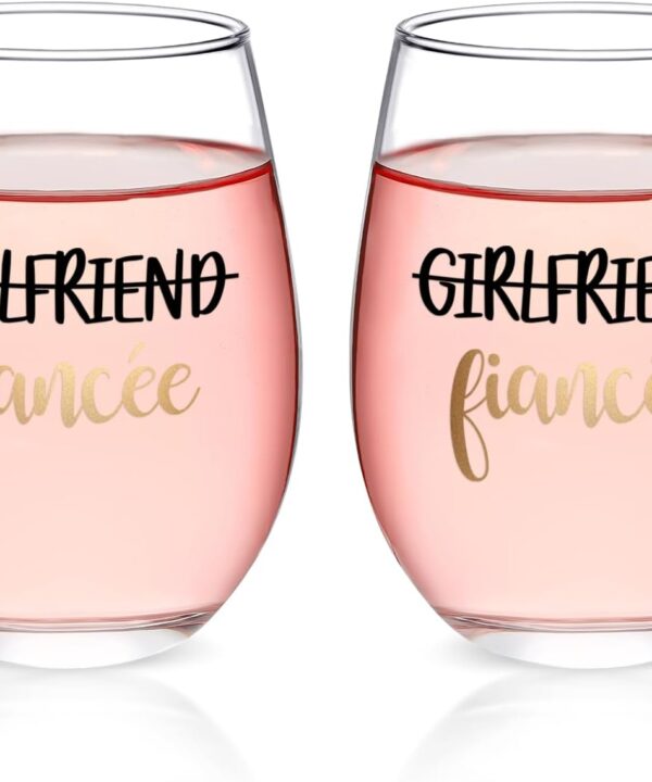 Futtumy Fiancee and Fiancee 17 oz Wine Glasses, Engagement Gifts for Couples Her Women, Lesbian Wedding Gifts for Girlfriends Newly Engaged Anniversary LGBT Valentines Birthday, Lesbian Stuff