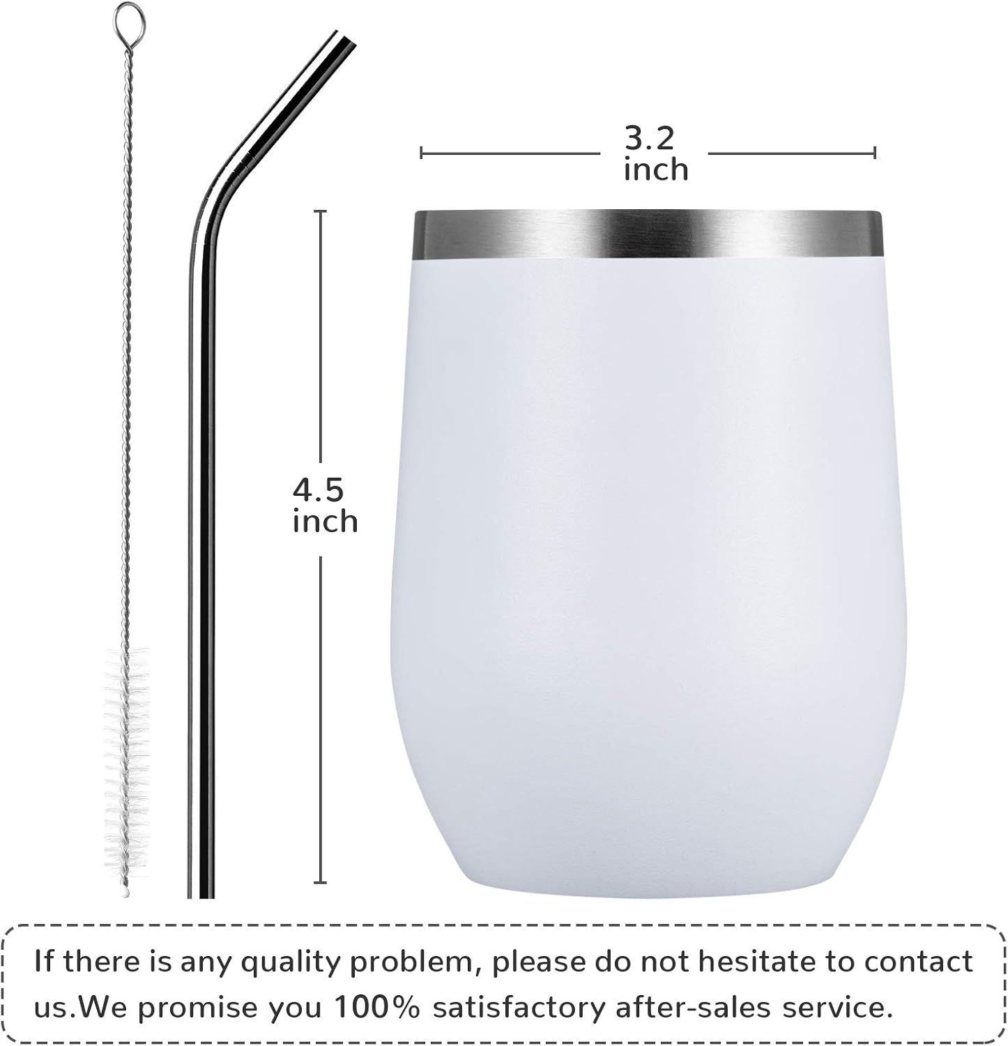 MEWAY 12oz/8 Pack Wine Tumbler Glasses with Lid – Stemless Double Wall Vacuum Stainless Steel Travel Tumbler – Keeping Cold & Hot for Wine,Coffee,Cocktails,Drinks-Family and Gifts (White,Set of 8)