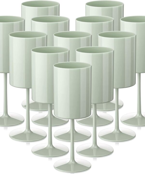 12 Pcs Sage Green Acrylic Wine Glasses with Stems 10 oz Colored Square Champagne Flutes Stemmed Glassware Toasting Glasses for Party Wedding Anniversary Birthday Dinner Party Decoration