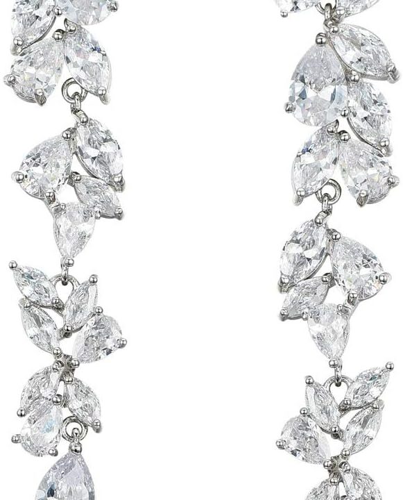 SWEETV Cubic Zirconia Bridal Earrings for Women Brides, Crystal Chandelier Wedding Drop Earrings for Prom or Pageant