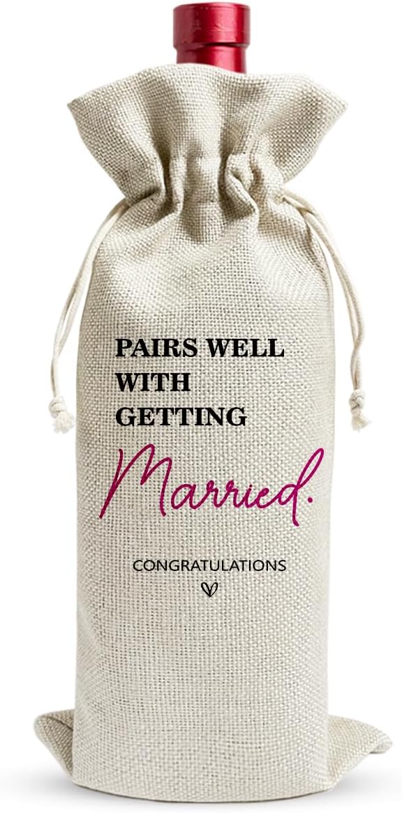 Pairs Well with Getting Married Funny Wine Bags Humor Wedding Gifts from Bride & Groom Engagement Wine Bag Will You Marry Us Proposal Gifts for Wedding Guests Marrrige Party Decorations YT0119