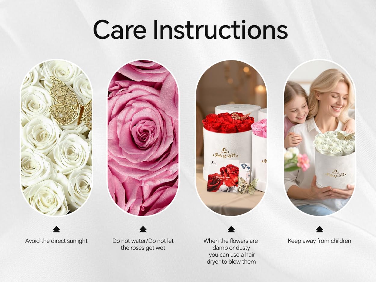 16 Roses in a Box, Preserved Flowers Gifts for Women, Forever Flowers for Delivery, Flower Birthday Gifts Box for Her, Mothers Day Rose Gifts for Mom, Sweet Pink