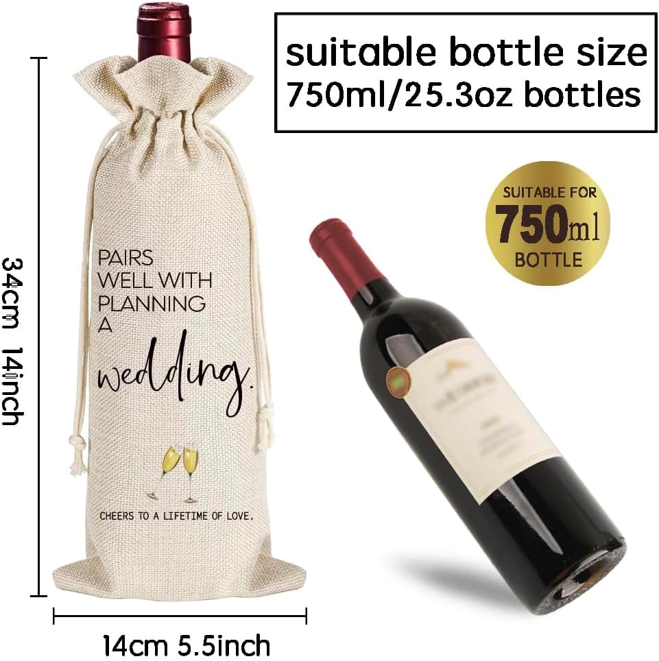 Mr Mrs Stemless Wine Glasses Gift Set 15oz, Couples Gifts for Bridal Shower Engagement Anniversary Wedding Shower Valentine’s Day Birthday Christmas, 1 Pack Reusable Burlap Wine Bag-38