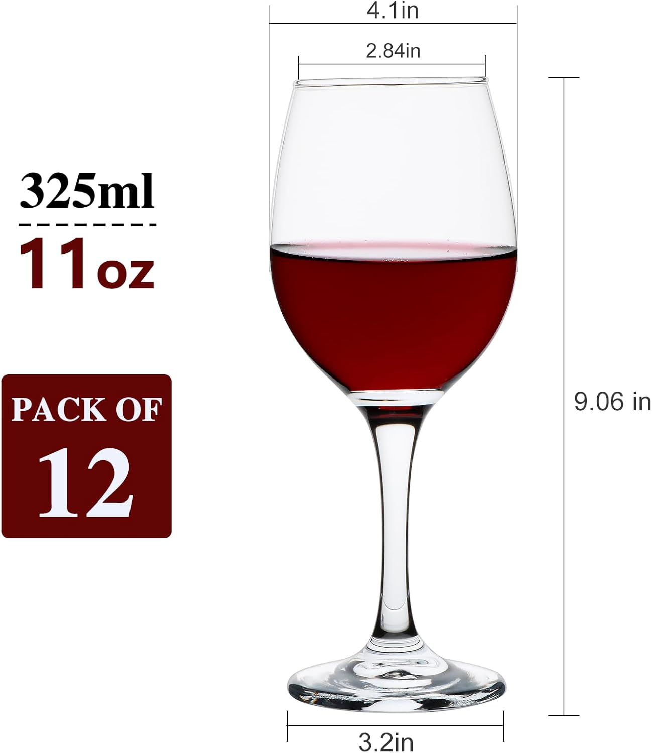 Wine Glasses Set of 12,11 oz Crystal Wine Glass Set,Red/White Wine Glasses with Pretty Gift Box for Birthday,Christmas,Party,Wedding,Restaurant,Home and Decorations