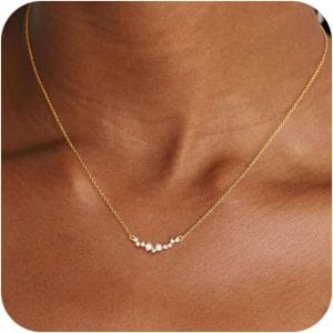 CZ Diamond Pendant Gold Necklace for Women Dainty 14k Gold Plated Choker Necklaces Simple Gold Jewelry Gifts for Women