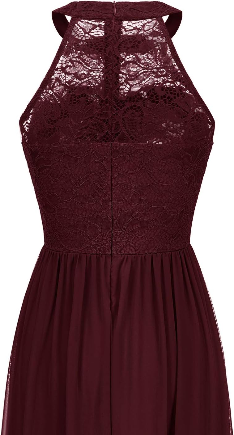 Wedtrend Womens Formal Dress, Halter Long Prom Dress Floral Lace Bridesmaid Dresses