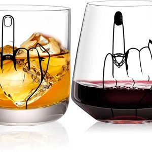 Wedding Gift for Couples - Unique Engagement Gifts for Couples,Unique Bridal Shower Gifts,Bride and Groom Shot Glasses,Wine&Whiskey Glass for Mr and Mrs,Newlywed,Christmas,His and Hers Gift
