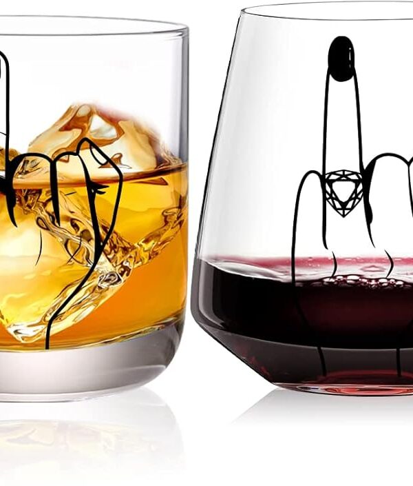 Wedding Gift for Couples - Unique Engagement Gifts for Couples,Unique Bridal Shower Gifts,Bride and Groom Shot Glasses,Wine&Whiskey Glass for Mr and Mrs,Newlywed,Christmas,His and Hers Gift