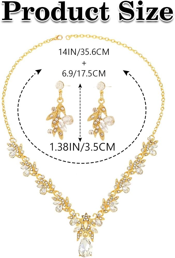 Sixexey Bridal Wedding Jewelry Set Gold Crystal Rhinestone Neck Jewelry Prom Costume Jewelry Necklace for Women
