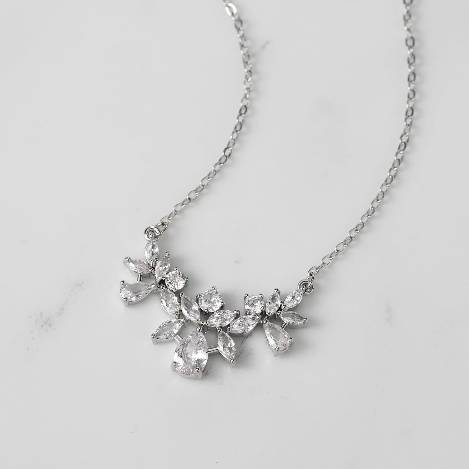 SWEETV Cubic Zirconia Wedding Bridal Backdrop Necklace for Brides, Crystal Dainty Back Necklace, Body Chain Jewelry for Women Prom