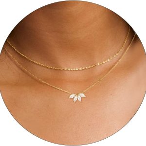 Dainty Gold Necklaces for Women Cubic Zirconia 14k Gold Plated Layered Necklaces Cute Y Drop Necklace Simple Diamond Choker Necklaces Trendy Jewelry Gifts