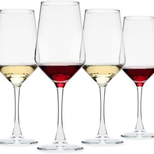 Wine Glasses Set of 4, 13.5oz Red White Wine Glasses,Lead-free Long Stem Wine Glasses for Home, Party, Wedding, Ideal Wine Accessories Gift,Clear