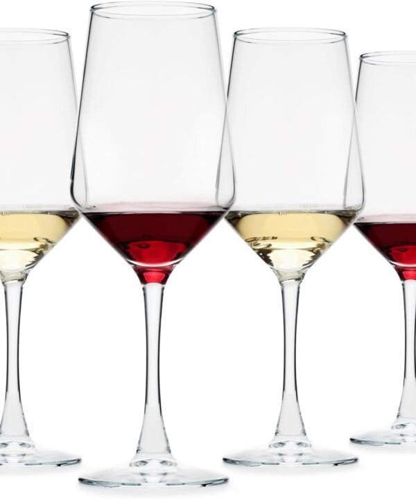 Wine Glasses Set of 4, 13.5oz Red White Wine Glasses,Lead-free Long Stem Wine Glasses for Home, Party, Wedding, Ideal Wine Accessories Gift,Clear