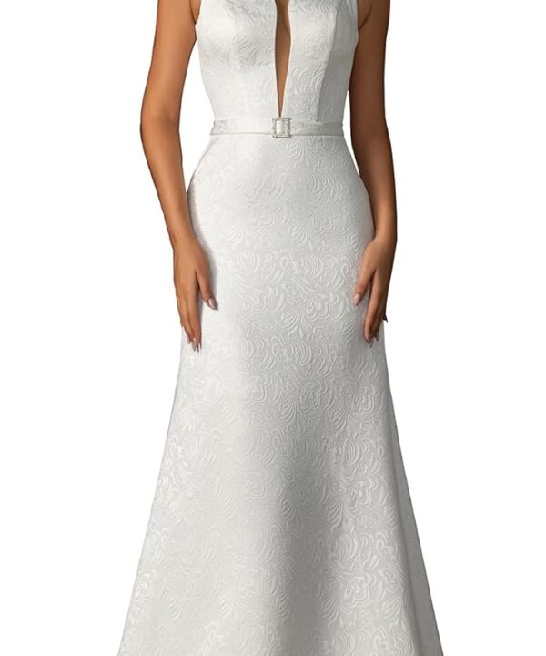 Wedding Dress Elegant Royal Style for Women,Jacquard Dress for Summer Garden Wedding,Lightweight Wedding Bridal Dress