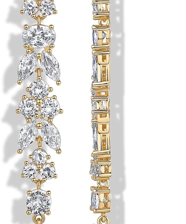 PAVOI 14K Gold Plated Cubic Zirconia Dangle Earrings for Women - Crystal Long Bridal Drop Earrings - Hypoallergenic Simulated Diamond Drop Dangle Wedding Jewelry for Brides and Bridesmaid