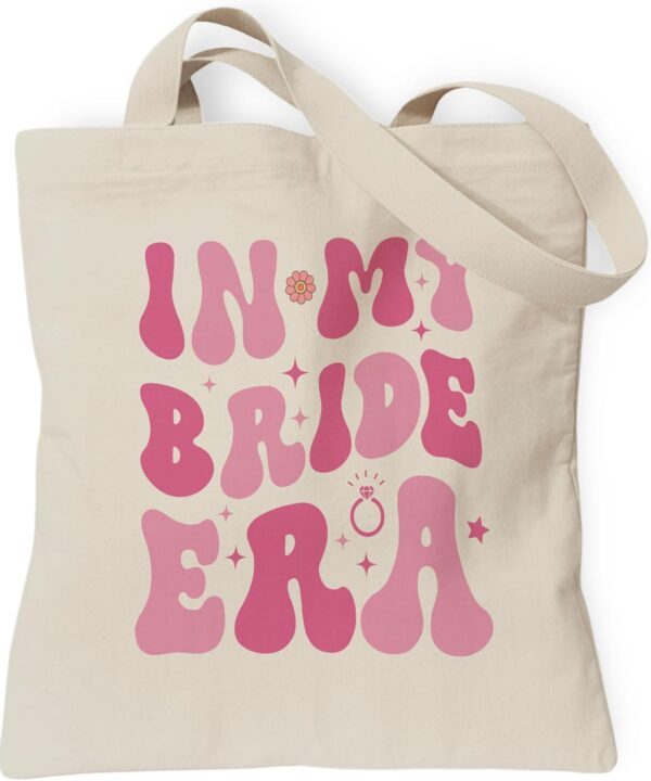 Bridal Shower Gift Tote Bag, Wedding Engagement Gifts Reusable Canvas Bag with Inner Pocket