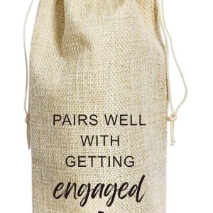 ARYDGELL Wedding Wine Bag, Engagement Gifts for Couples, Mr and Mrs Marriage Wedding Gifts, Cotton Linen Wine Gift Bag With Drawstring, Honeymoon Gifts - Getting Engaged