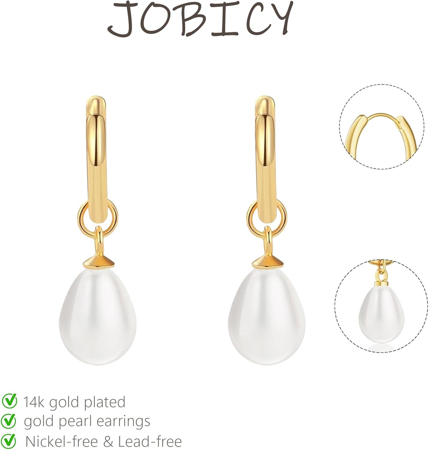 Pearl Earrings for Women Trendy, 14k Gold Plated Freshwater CZ Leaf Pearl Dangle Drop Gold Earrings Lightweight Hypoallergenic Stud Earring Bridesmaid Wedding Gold Jewelry for Women Gifts