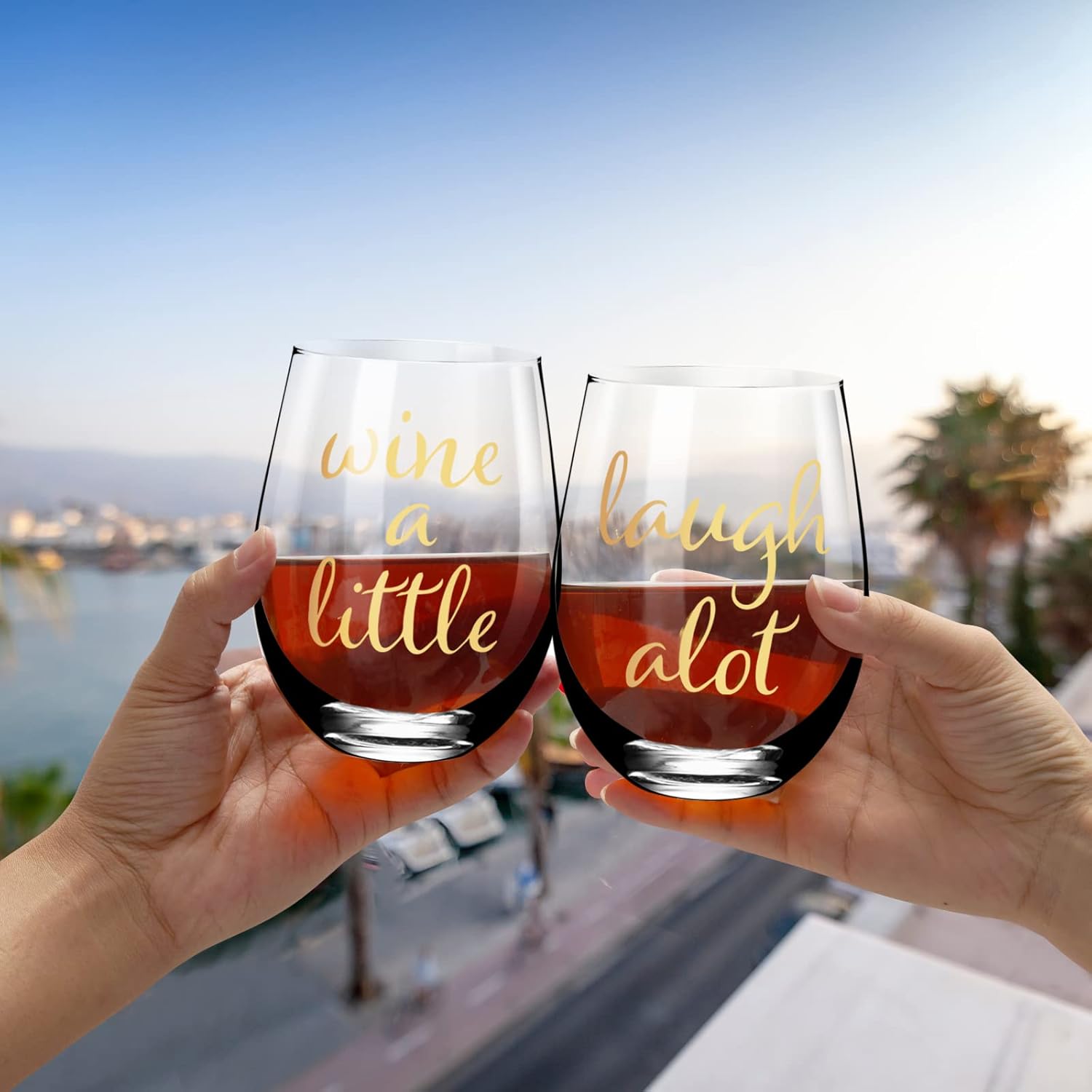 Crystal Wine Glasses Set of 2, Wedding or Engaged Gift for Couples, Fiance,Him Her, Mr Mrs, Fiance gifts for women,Engagement Gifts Idea,Gold color