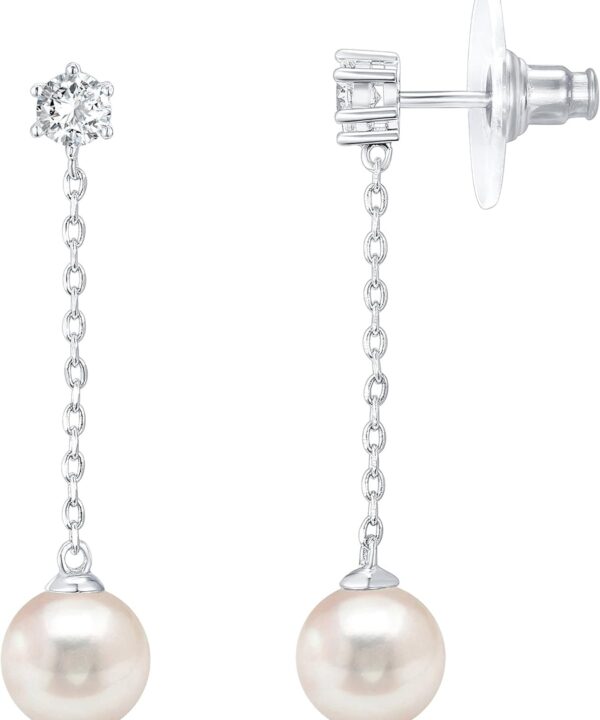 PAVOI 14K Gold Plated 925 Sterling Silver Posts Pearl Dangle Drop Earrings | Bridal Pearl Earrings for Women