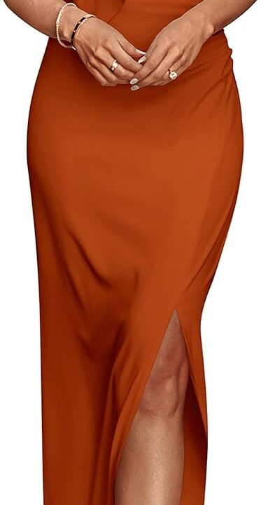 PRETTYGARDEN Women's Summer One Shoulder Long Formal Dresses Sleeveless Ruched Bodycon Wedding Guest Slit Maxi Dress