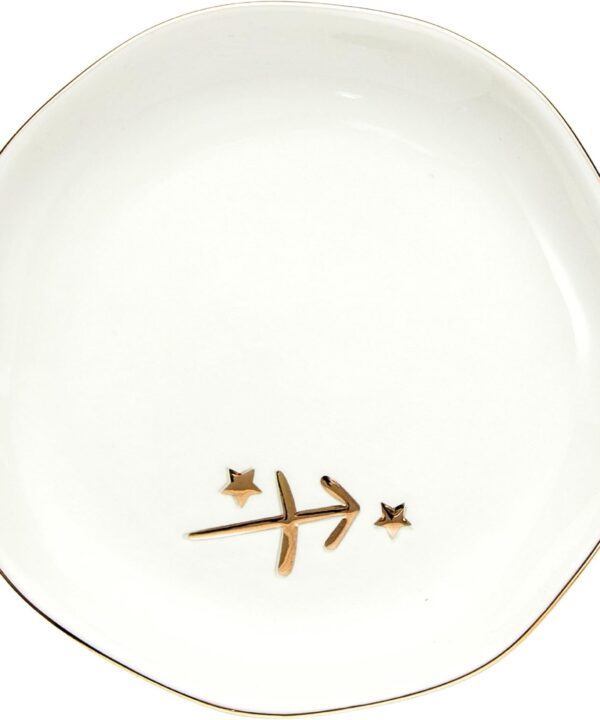 InnoBeta Zodiac Sagittarius Gifts for Women – 4.75" Handcrafted Ceramic Ring Dish with Gold Trim – Birthday, Christmas, or Astrology Gift for Sagittarius Ladies and Astrology Lovers