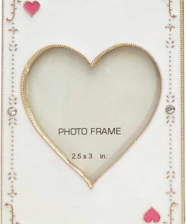 Mini Playing Card Heart shaped Metal Picture Frames, Hearts and Spades Design, For friends lovers, White,Table Display,Picture random (PINK HEART)