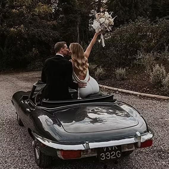 Satin Mermaid Wedding Dresses for Bride 2025 Beach Simple Blackless Bridal Gown with Train HS002