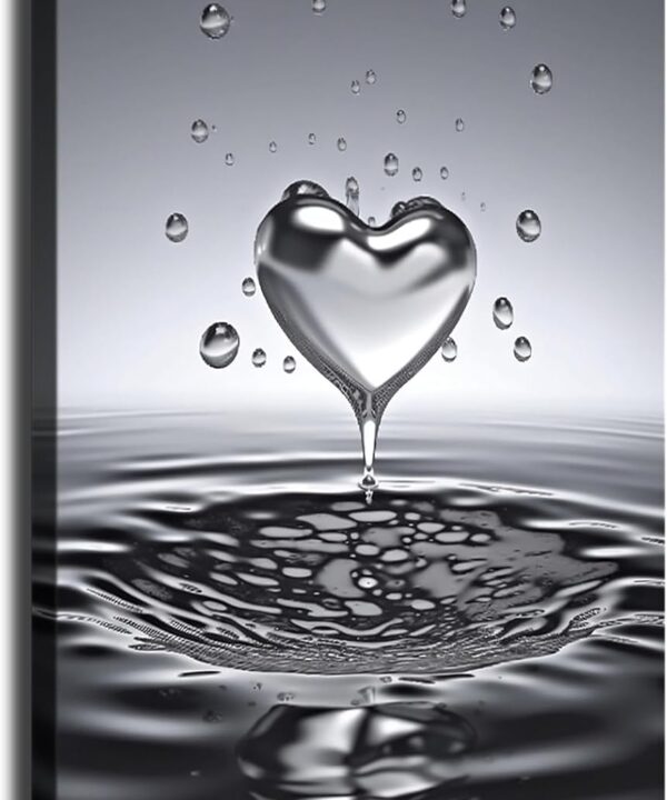 chmgap Heart Shaped Water Drop Poster Canvas Picture Printing Art Decoration Living Room Bedroom Home Background Wall Decoration (1624inch framed)