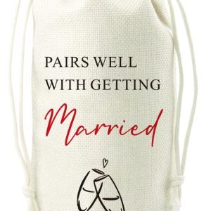 Lcoanriut Wedding Wine Gift Bag, Engagement Gifts for Couples, Bridal Shower Wedding Gifts, Pairs Well With Getting Married