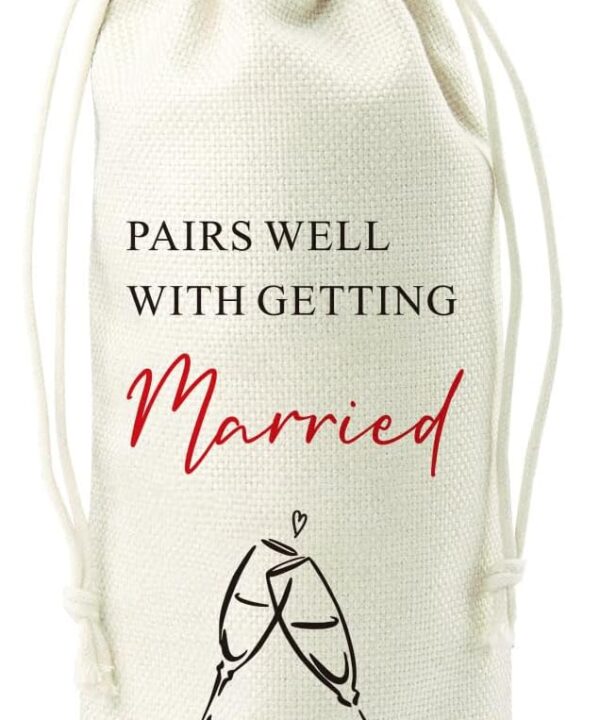 Lcoanriut Wedding Wine Gift Bag, Engagement Gifts for Couples, Bridal Shower Wedding Gifts, Pairs Well With Getting Married