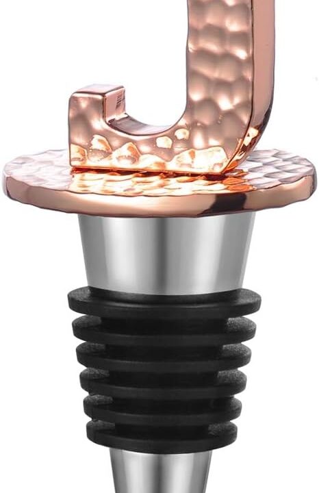 Miicol Wine Stopper, Prosecco Topper, Personalised Champagne Stopper, Rose Gold Wine Bottle Accessories, Wine Lovers Gift, Monogram Gift, Letter J