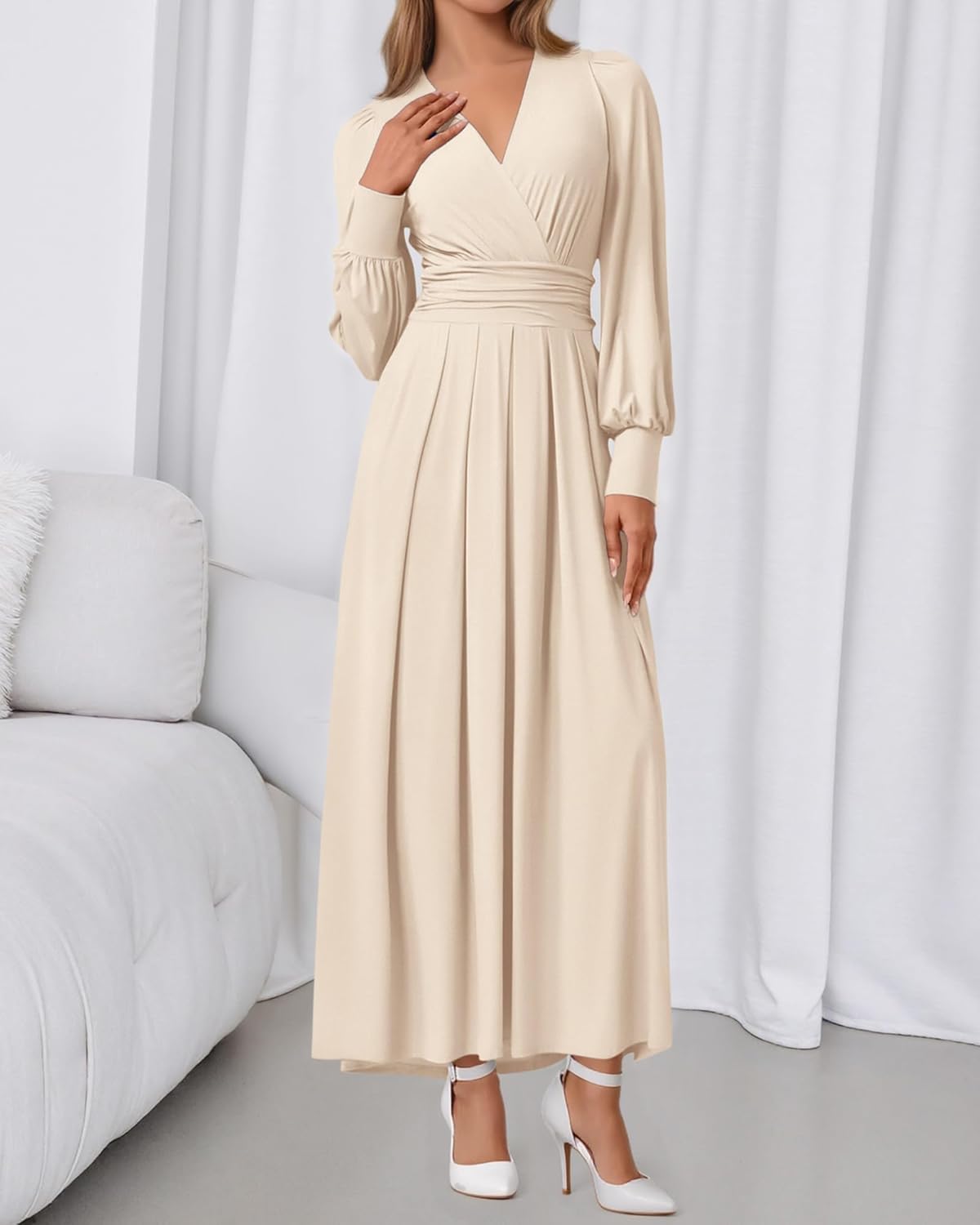 BTFBM Womens Long Sleeve Maxi Dress Fall 2025 Casual V Neck Knit A Line Flowy Pockets Elegant Party Wedding Guest Dresses
