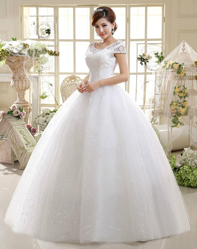 Eyekepper Double Shoulder Floor Length Bridal Gown Wedding Dress Custom Size