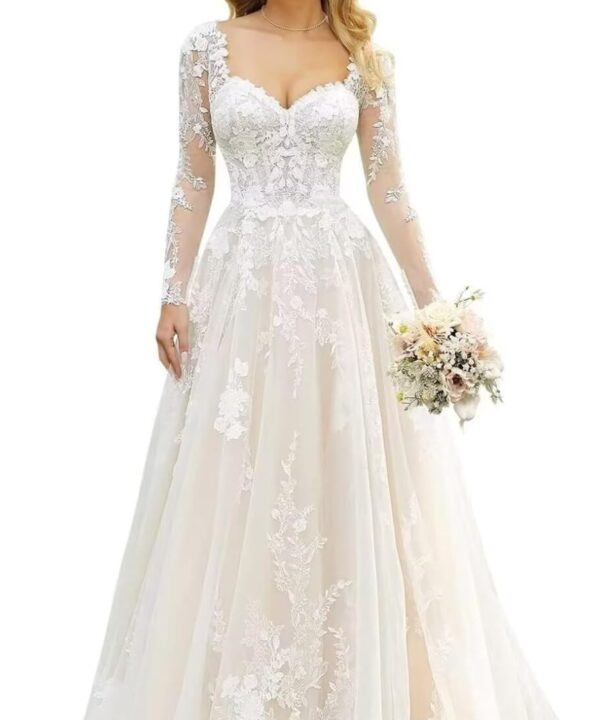 Women's A Line Wedding Dresses for Bride 2025 Beach Wedding Dress with Train RWD001