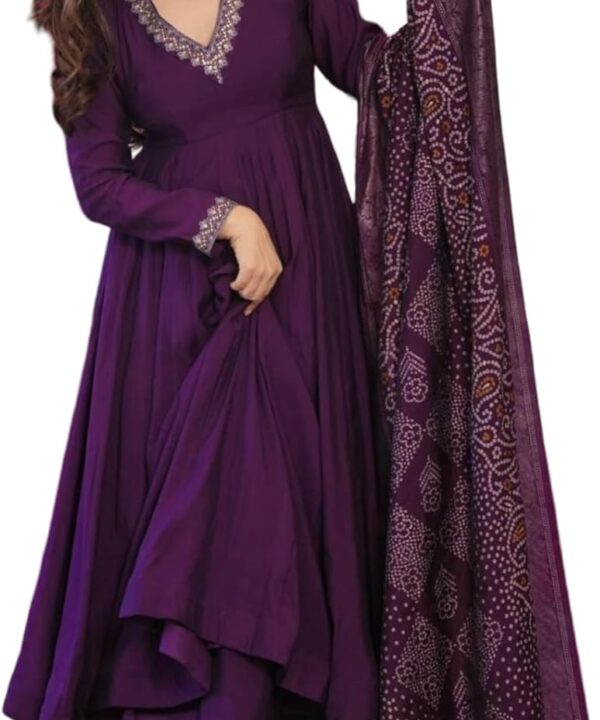 Women’s Indian Anarkali Long gown Set–Designer fit with Dupatta & Pant Traditional Festive Outfit