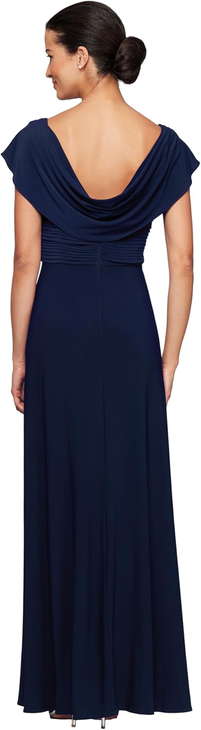 Alex Evenings Womens Long Cowl Neckline Mother of The Bride Dress, Formal Event Gown (Petite and Regular Sizes)