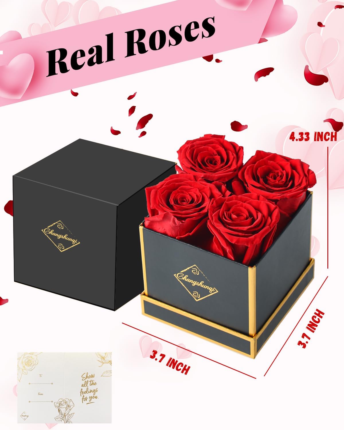 Changshunqi Forever Flowers, Preserved Roses in a Box, Eternal Rose Flowers for Delivery, Forever Preserved Roses Gifts for Her Women Wife Christmas Birthday Mothers Flower for Mom Womens Girlfriend