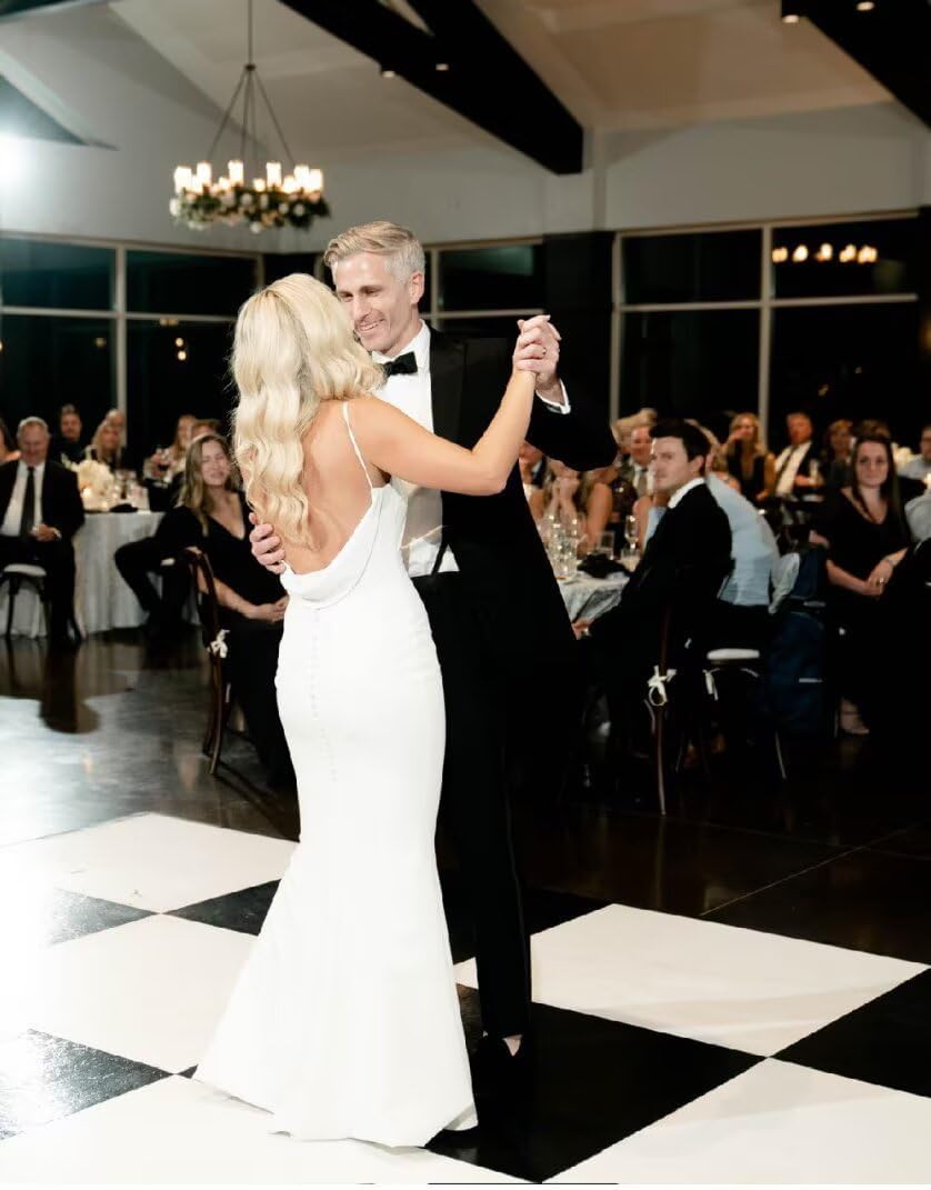 Satin Mermaid Wedding Dresses for Bride 2025 Beach Simple Blackless Bridal Gown with Train HS002