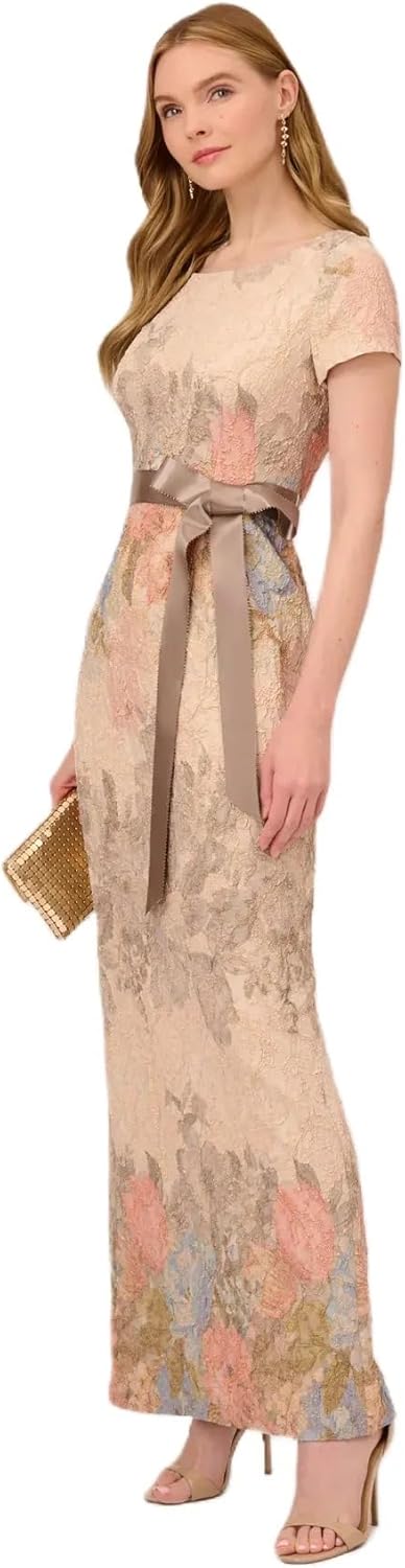 Adrianna Papell Womens Mateleasse Column Gown