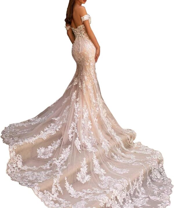 Miao Duo Women's Beach Wedding Dresses for Bride 2025 Long Lace Wedding Bridal Gowns YZTSWD057