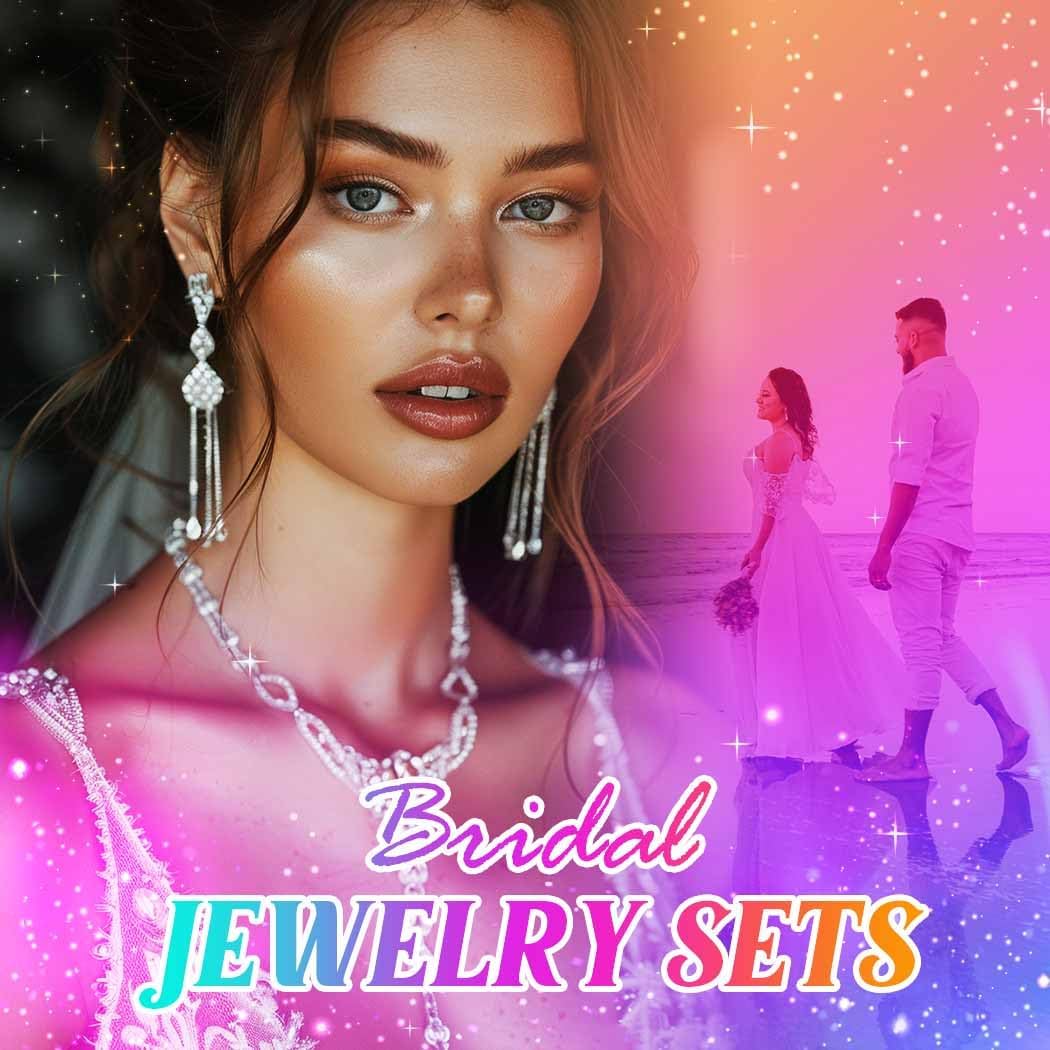 Unicra Wedding Jewelry Set Silver Rhinestone Necklace Earrings Set Prom Jewelry sets for Brides and Women