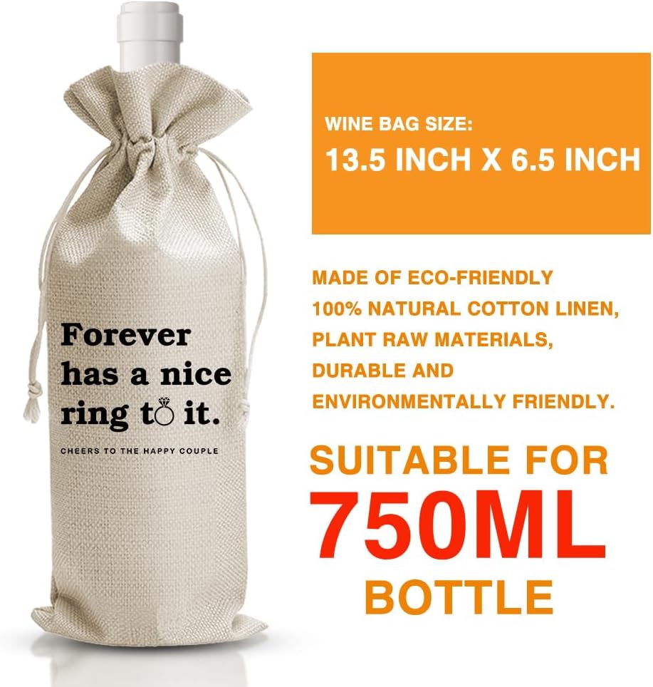 DOI-LANEE Wedding Wine Gift Bag Married Gift for Bride Groom Bridal Shower Gifts Engagement Wedding Party Decorations Supplies Newlywed Honeymoon Gifts, 1 Pcs Burlap Wine Bottle Cover Bag