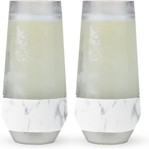 Host Champagne Freeze Stemless Chilling Wine Glasses, 9oz Set of 2, Freezer Cooling Cups, Insulated Flute Gifts for Women, For Mimosas, Prosecco and Bubbly, Marble