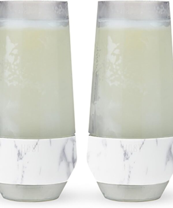 Host Champagne Freeze Stemless Chilling Wine Glasses, 9oz Set of 2, Freezer Cooling Cups, Insulated Flute Gifts for Women, For Mimosas, Prosecco and Bubbly, Marble