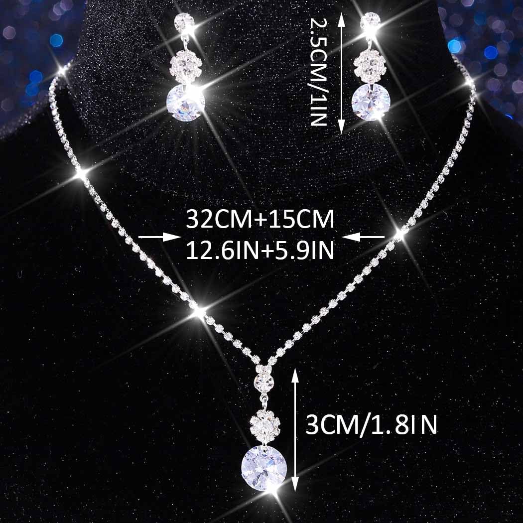 Unicra Silver Necklace Earrings Sets Rhinestone Bridal Wedding Jewelry Set Formal Prom Costume Jewelry Sets for Women and Brides