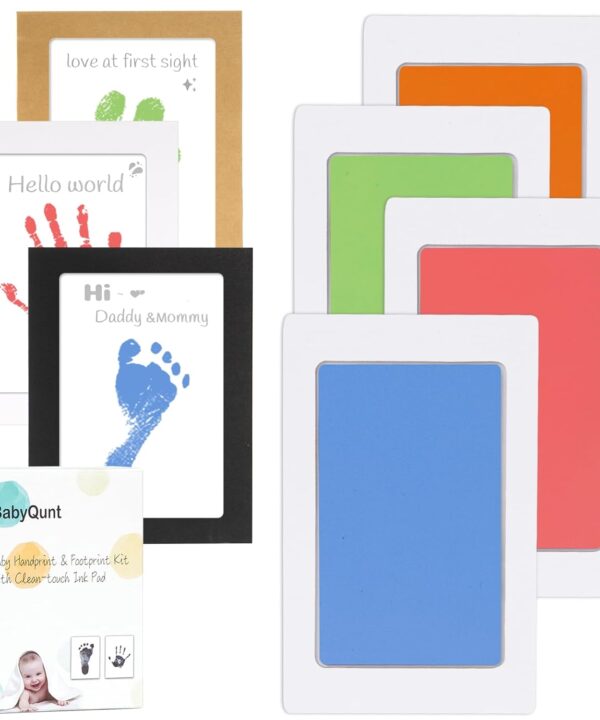 Inkless Baby Hand and Footprint Kit,Clean-Touch Ink Pad Kit,Safe No Mess Printing Infant Hand Foot Stamp,4 Pack Newborn Inkless Print Pads Best Keepsake or Gifts for Family