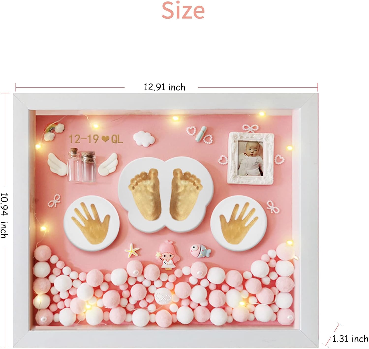 MCstars Baby Photo Frame, Hand and Footprint Memorial Picture Frame, Mom Memorial Clay , Essential Newborn Keepsake Frame, Personalized Handprint , Cherished Infant Memory, Unique Footprint Frame, Heartfelt Newborn Gift