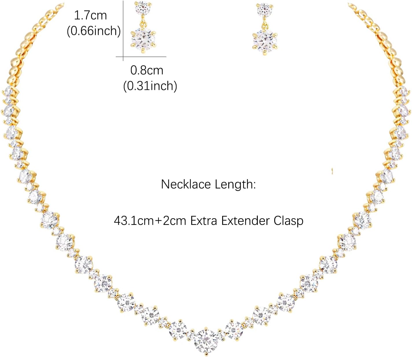 Women’s Bridal Jewelry Set for Wedding Brides Bridesmaids, Elegant Prom Costume Necklace and Earring Jewelry Set for Women Evening Wear
