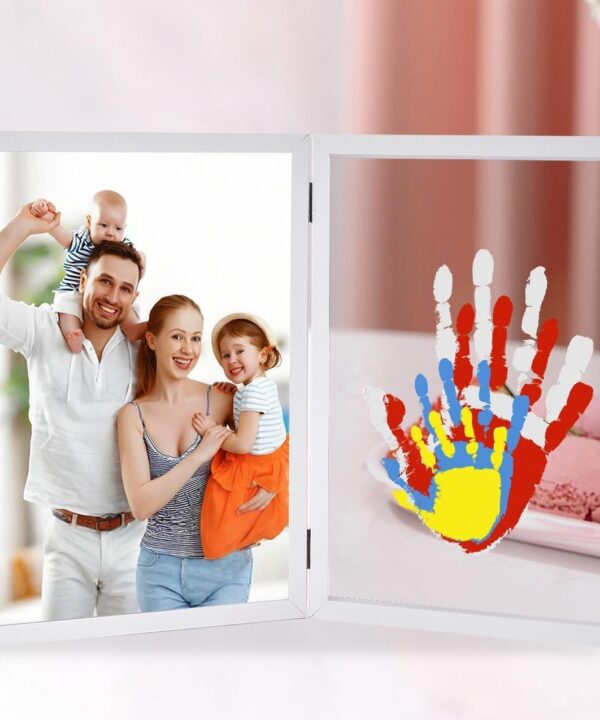 Family Handprint Kit with Picture Frame – DIY Hand Print Keepsake Gift for Parents & Kids, Handprint Craft for Family Memory Making & Home Decor (with Picture Frame)